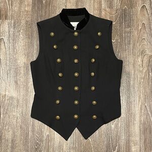 Lucia Lukken Black Military Style Vest with Gold Buttons